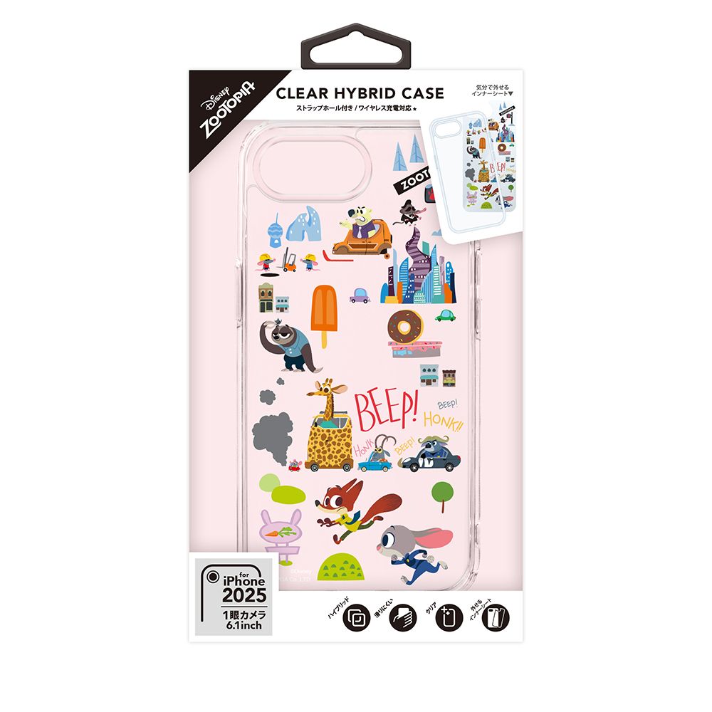ズートピア iPhone16e クリアハイブリッドケース