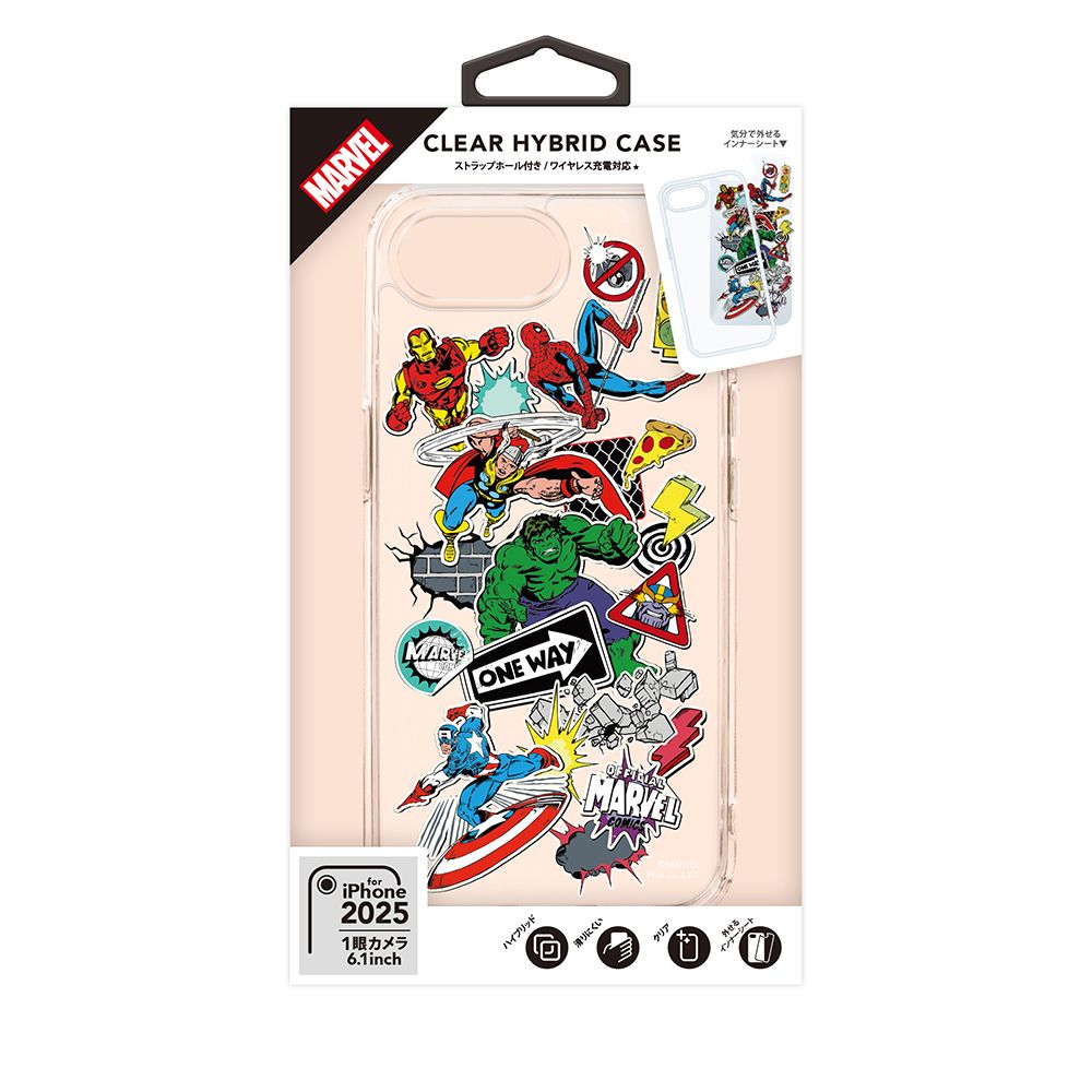 マーベル iPhone16e クリアハイブリッドケース