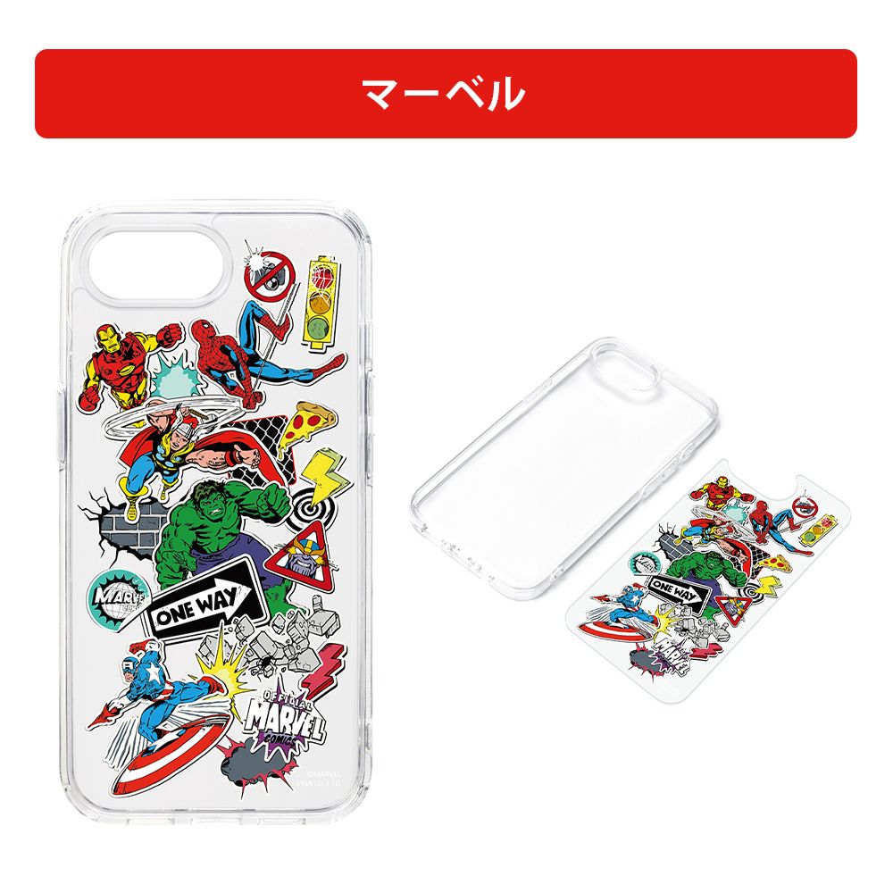 マーベル iPhone16e クリアハイブリッドケース