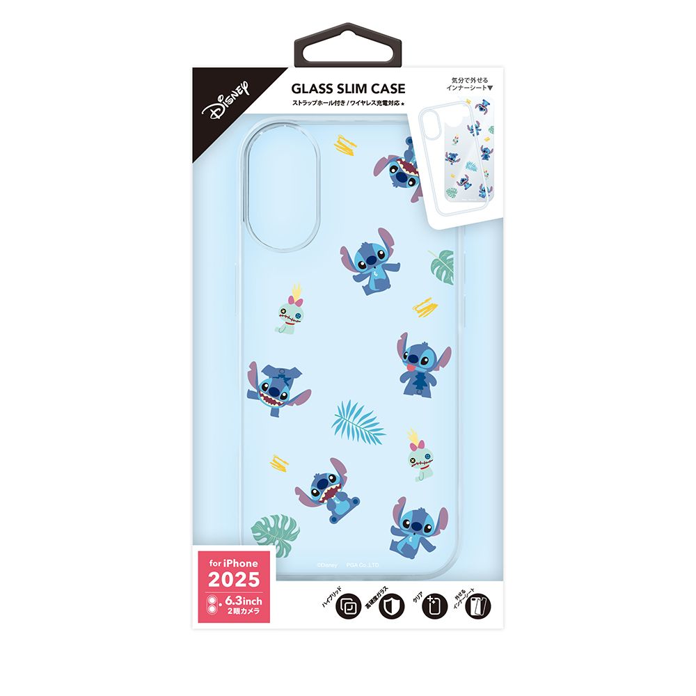 スティッチ iPhone 17用 ガラススリムケース