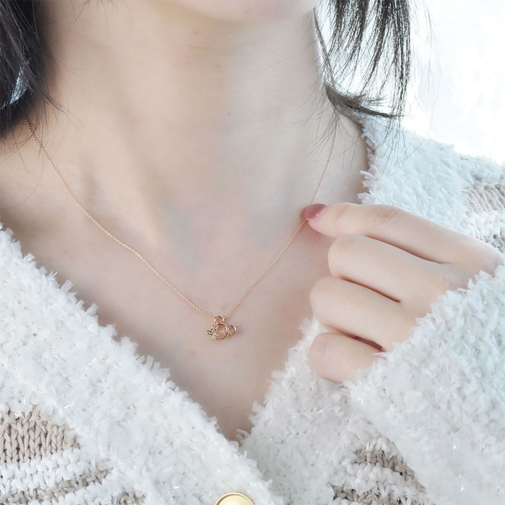 【送料無料】ミッキーマウス 10金ピンクゴールド ダイヤモンド ネックレス