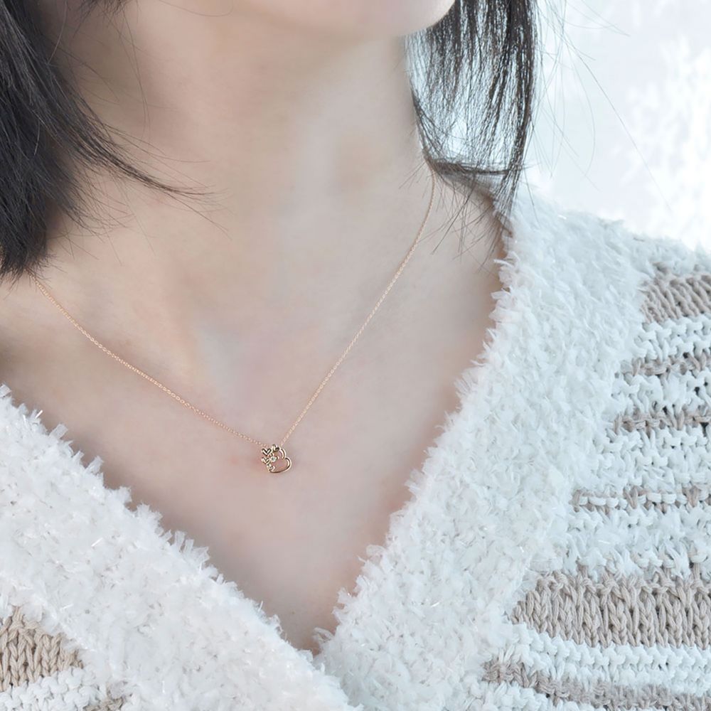 【送料無料】ミッキーマウス 10金ピンクゴールド ダイヤモンド ネックレス