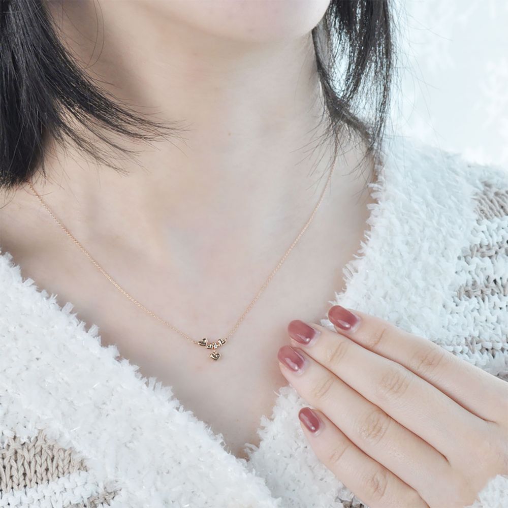 【送料無料】ミッキーマウス 10金ピンクゴールド ダイヤモンド ネックレス