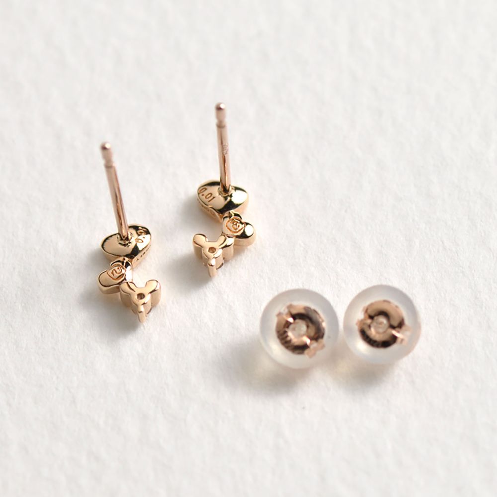 【送料無料】ミッキーマウス 10金ピンクゴールド ダイヤモンド プチ ピアス