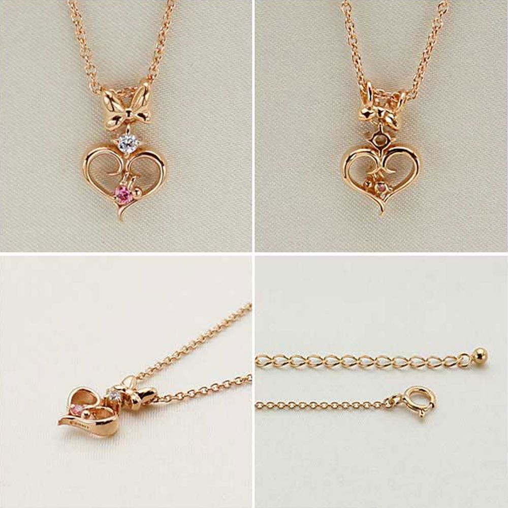 【送料無料】ミニーマウス シルバー リボン ハート ネックレス