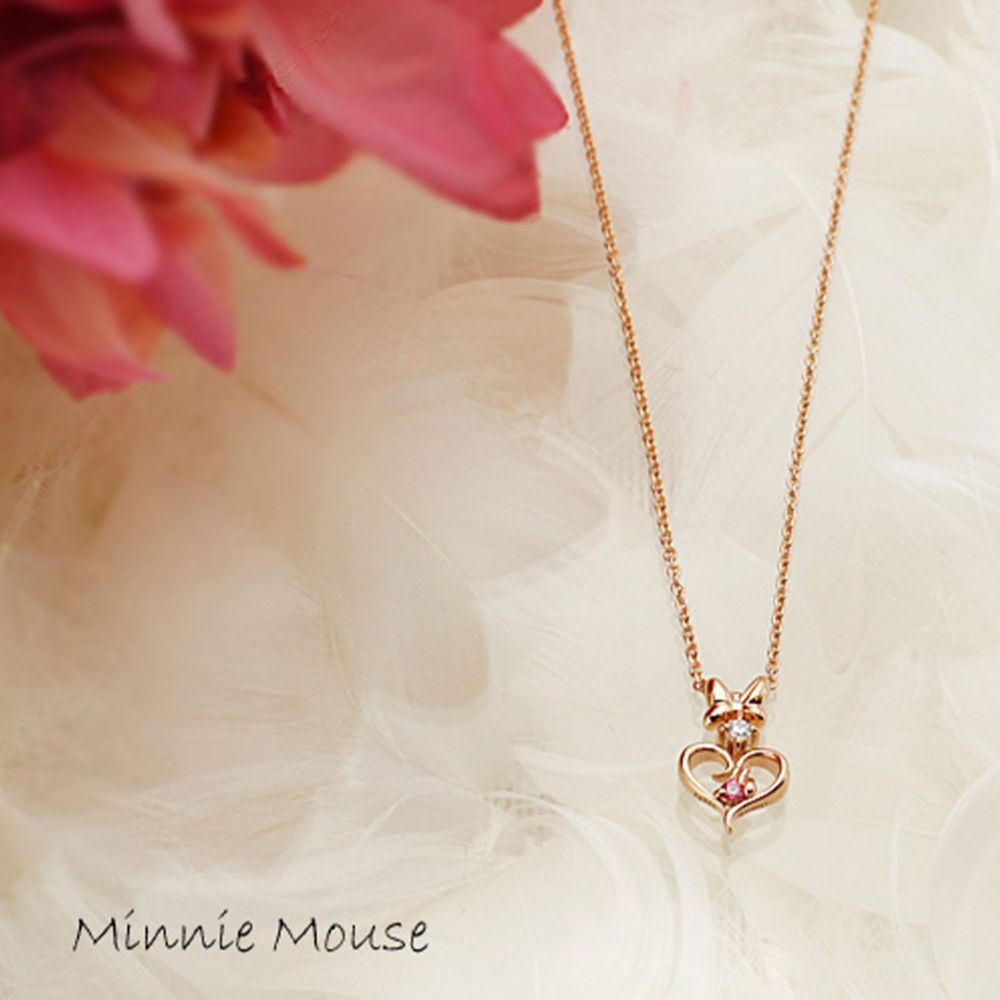 【送料無料】ミニーマウス シルバー リボン ハート ネックレス