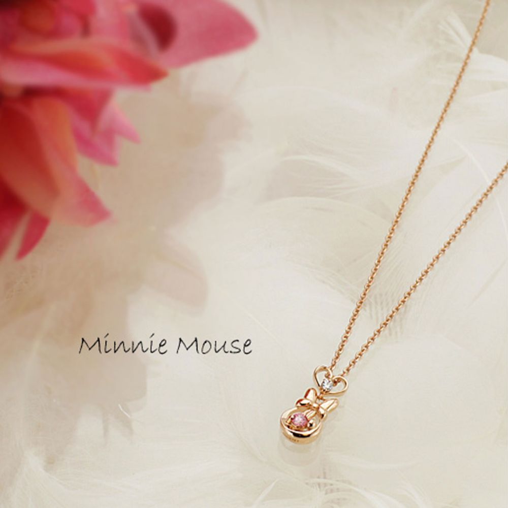 【送料無料】ミニーマウス シルバー リボン ハート ネックレス