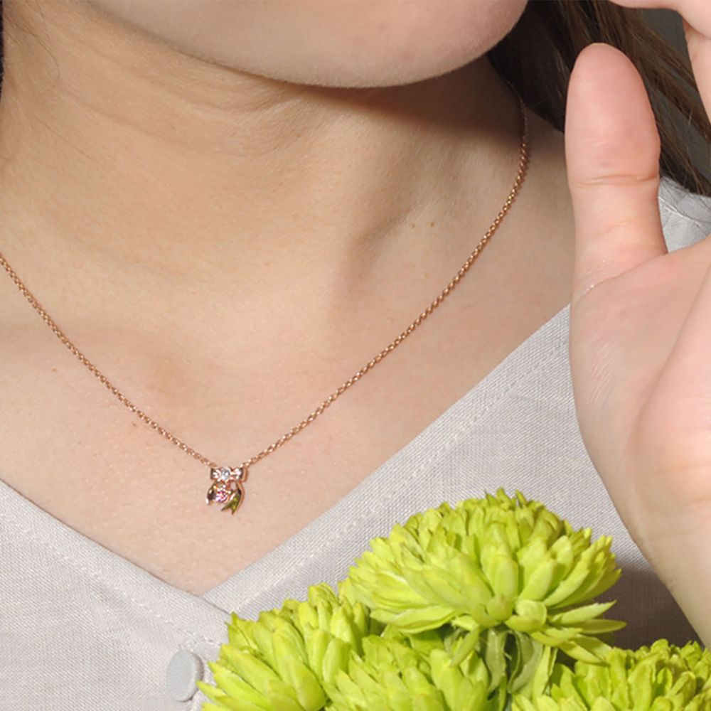 【送料無料】ミニーマウス シルバー リボン ネックレス