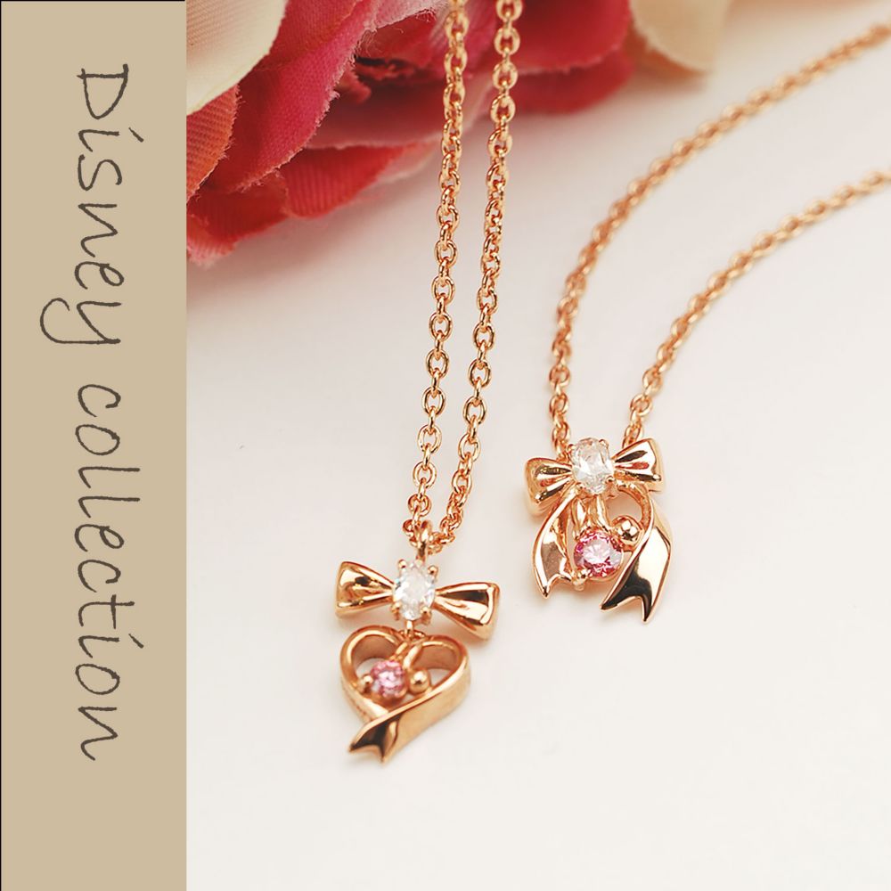 【送料無料】ミニーマウス シルバー リボン ネックレス