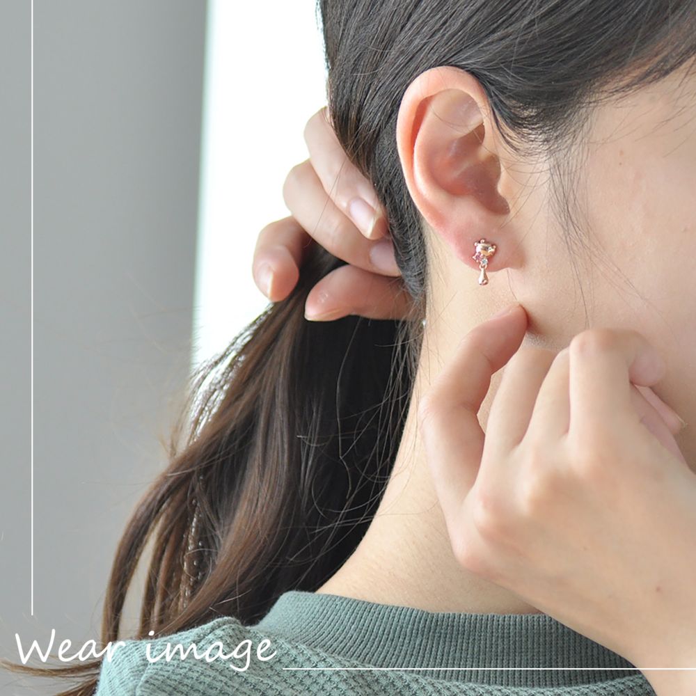 【WEB限定品】くまのプーさん シルバー ピアス ピンクゴールド