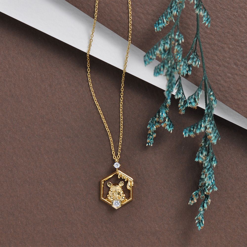 【送料無料】くまのプーさん　シルバー ペンダント ネックレス イエローゴールド