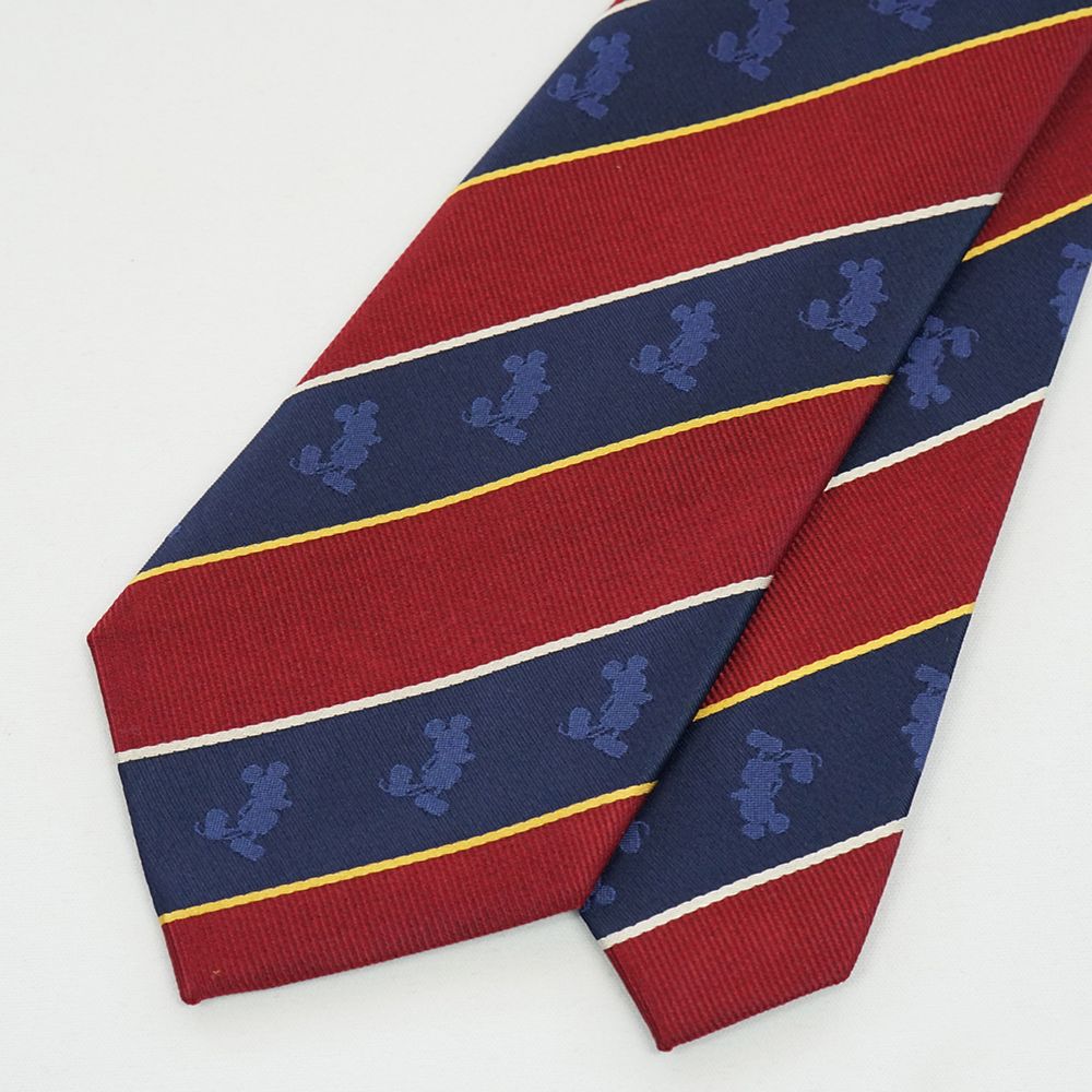 ディズニー／ネクタイ＆タイバー 　(ミッキーシルエット柄&times;ひょっこり/ミッキー)　BOX付)