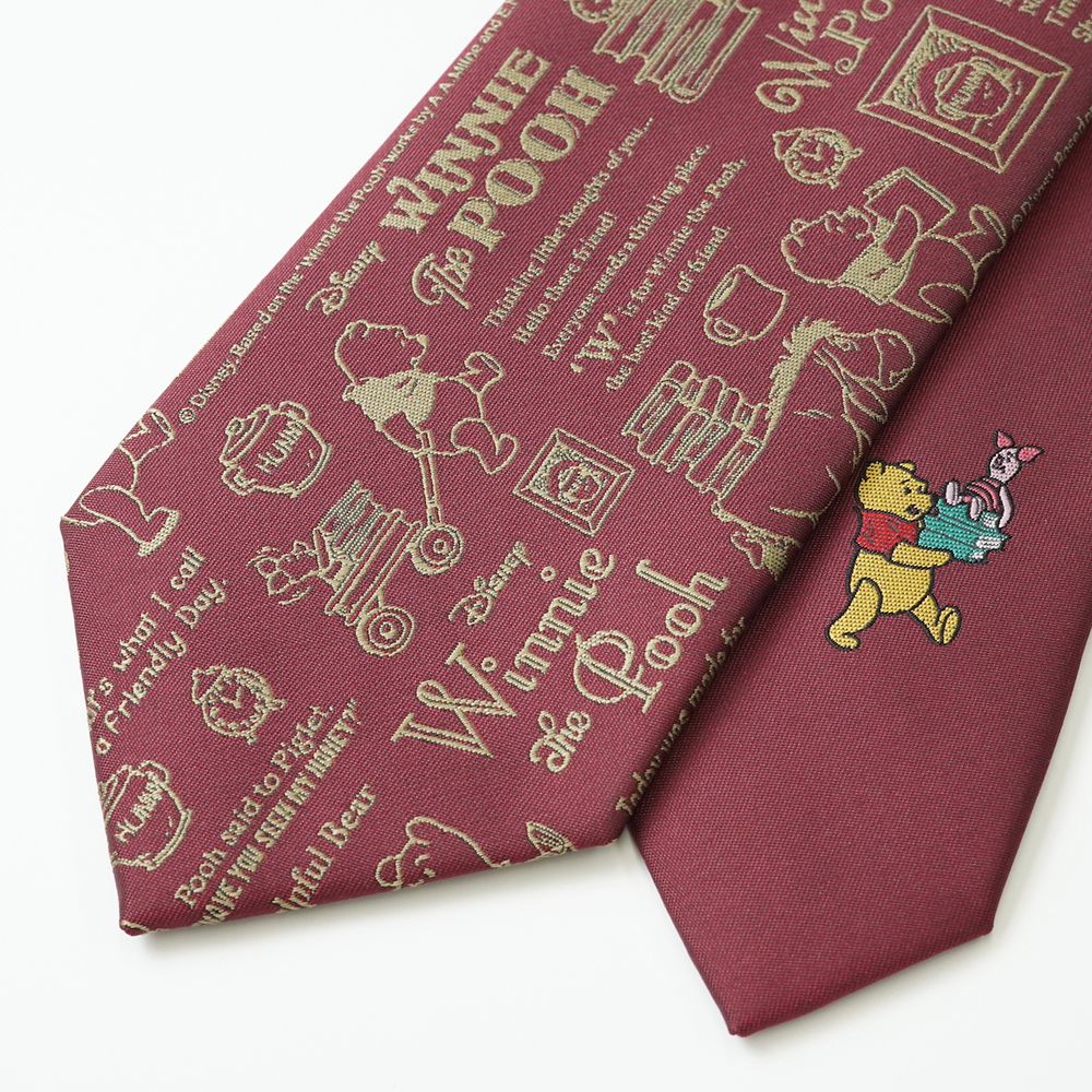 プーさんのカリグラフィー柄ネクタイ