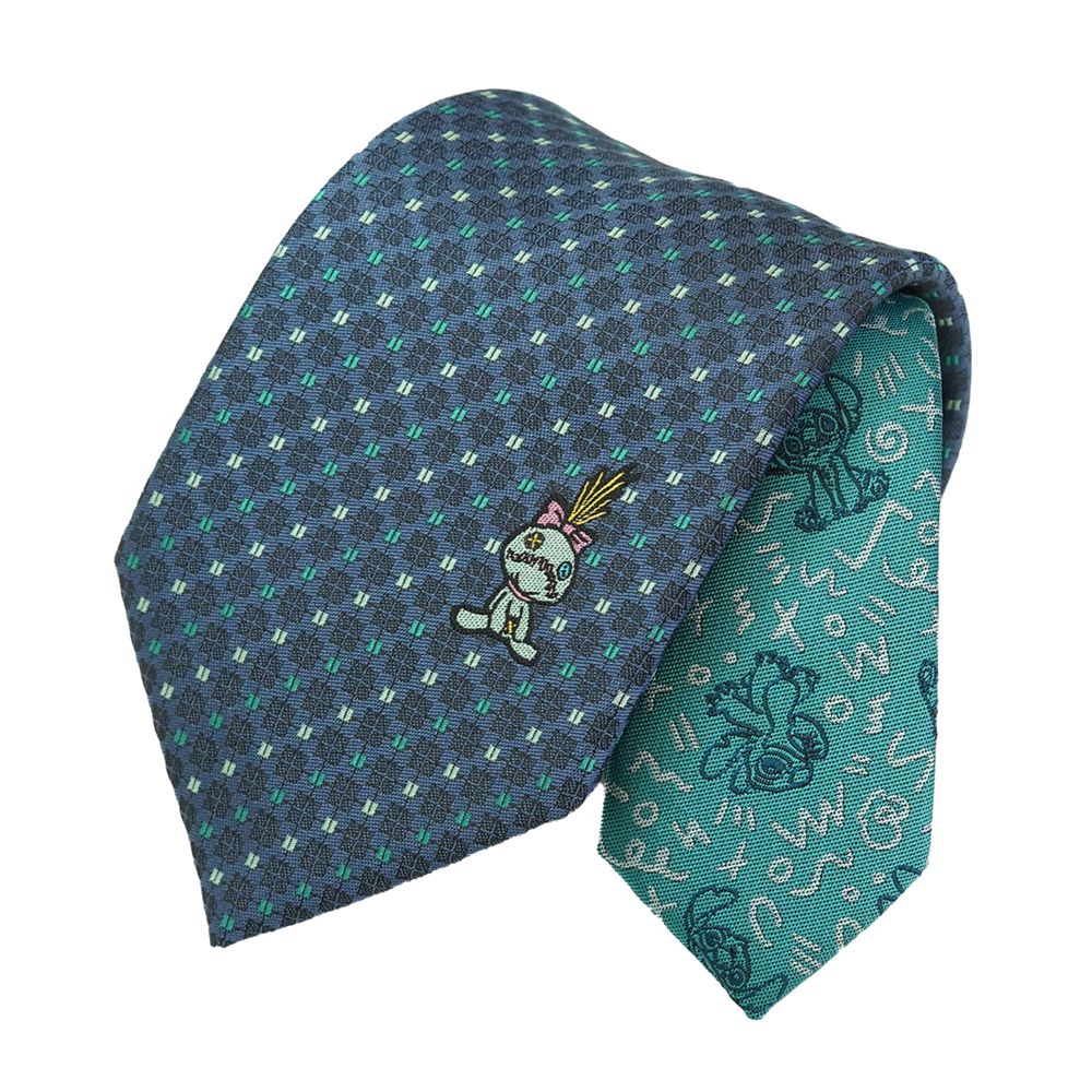 ディズニー／ネクタイ 　(リロ＆ステッチ・スクランプ柄ネクタイ　青緑)