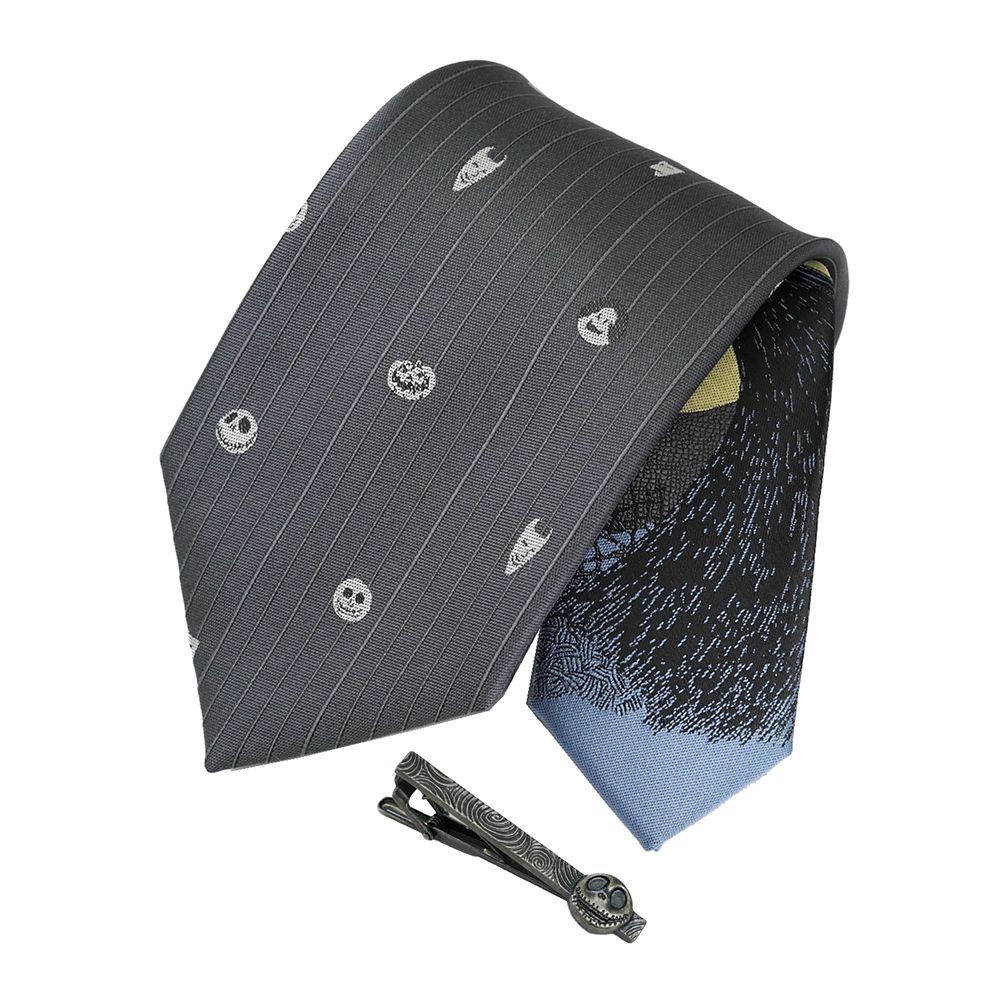 DISNEY／ネクタイ＆タイバー BOXセット　(ナイトメアー・ビフォア・クリスマス　バーチカル柄）DND50027 & Wa-10