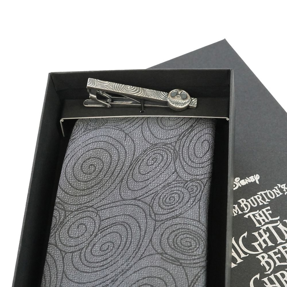 DISNEY／ネクタイ＆タイバー BOXセット　(ナイトメアー・ビフォア・クリスマス　無地総柄）DND50028 & Wa-10