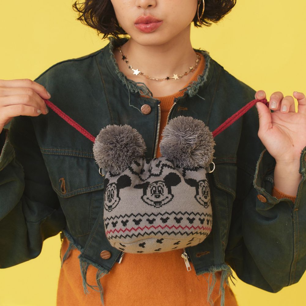 【ACCOMMODE】『ミッキー＆フレンズ』ミッキーマウス ニットキャップキンチャク(D-LY033/GY)