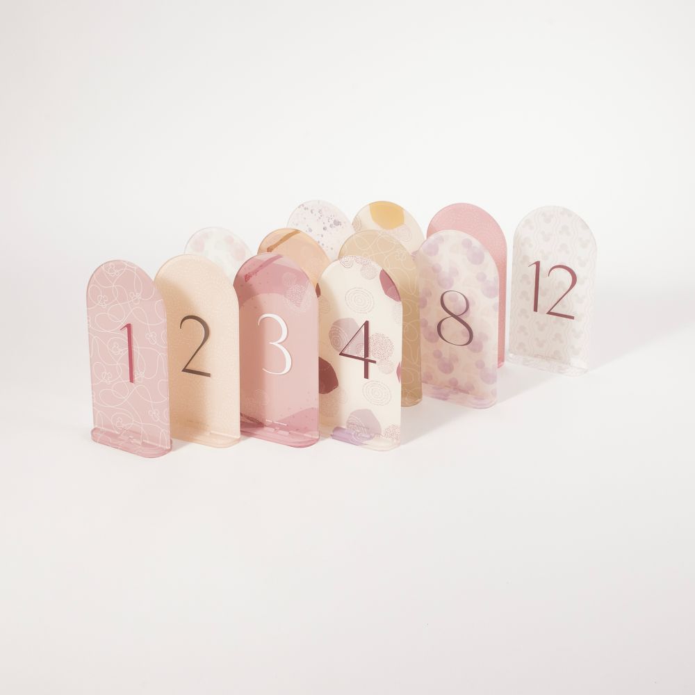 【受注生産】ミッキー＆ミニー　ディズニーコーディネートセット「モーヴピンク」　（テーブルナンバー数字）