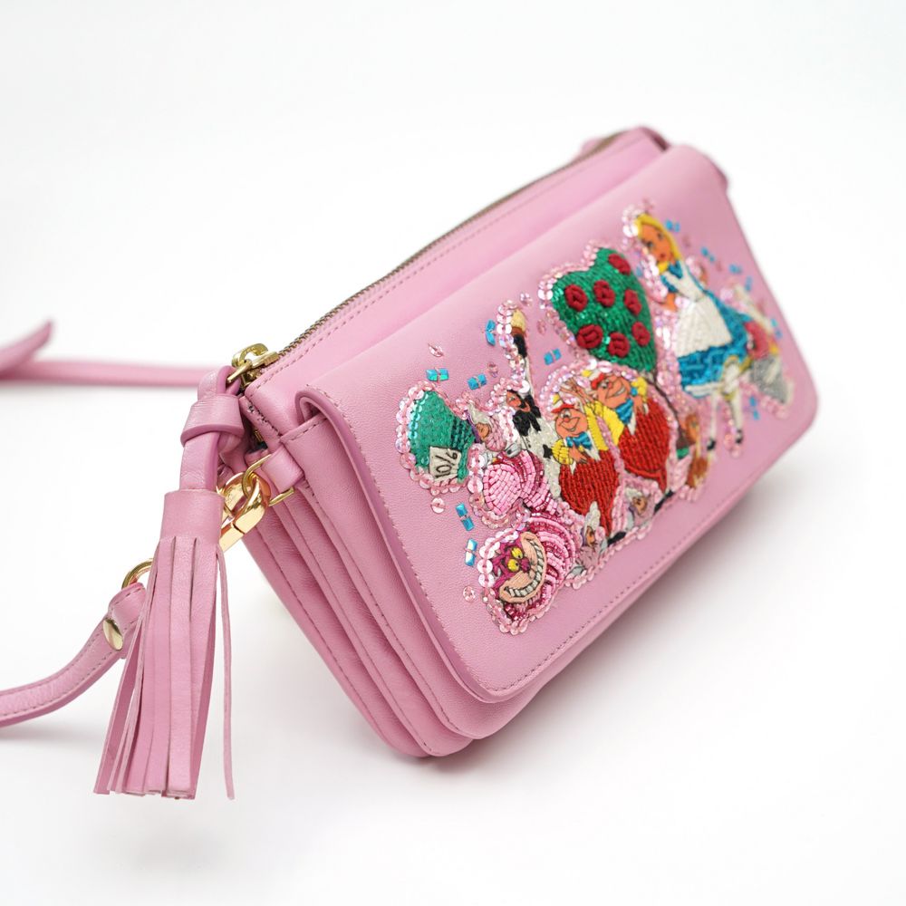 【tamaoworld】刺繍お財布ポシェット Alice in Wonderland pink