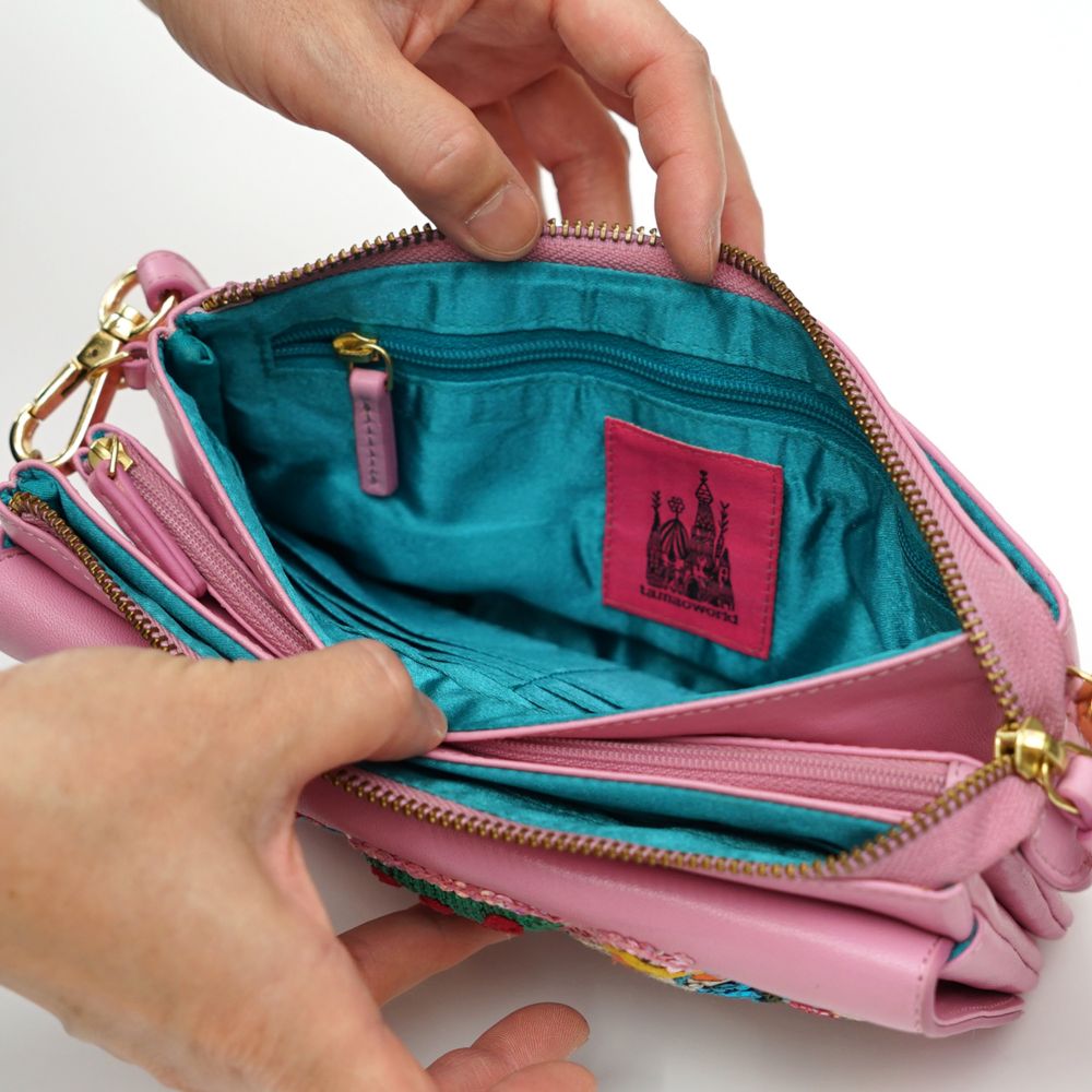 【tamaoworld】刺繍お財布ポシェット Alice in Wonderland pink