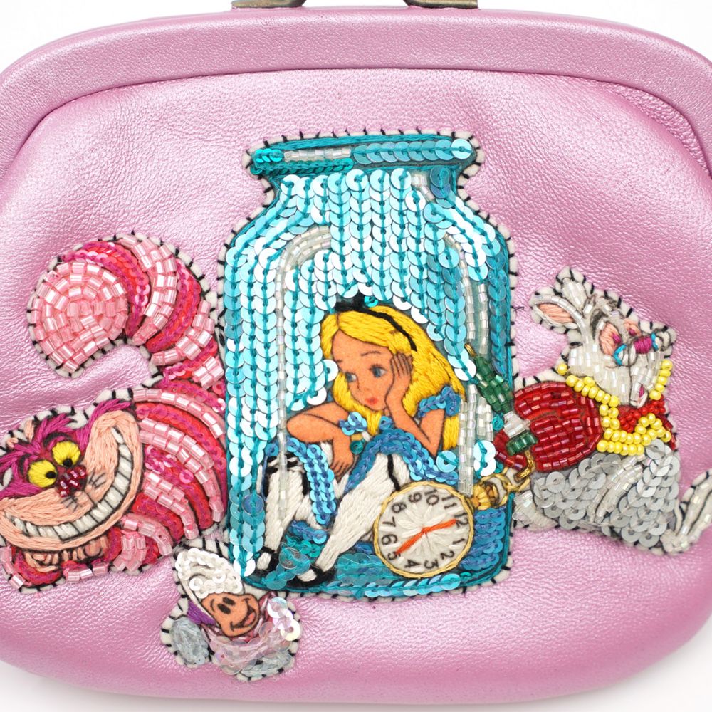 【tamaoworld】刺繍がま口ポーチ Alice in Wonderland pink