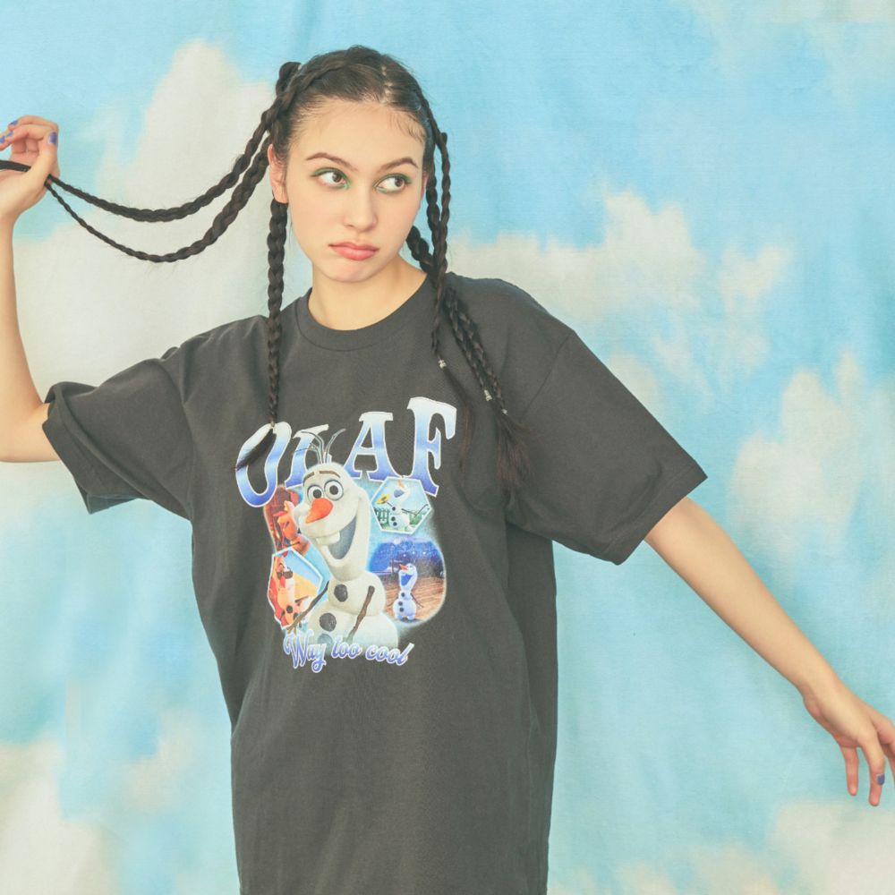 	【Disney】アナと雪の女王/オラフ/ヴィンテージ風アートTシャツ