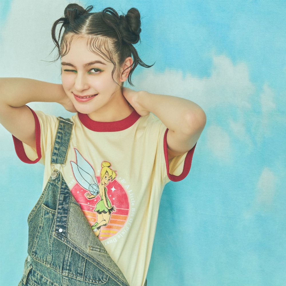 【Disney】ピーター・パン/ティンカー・ベル/ヴィンテージ風アートリンガーTシャツ
