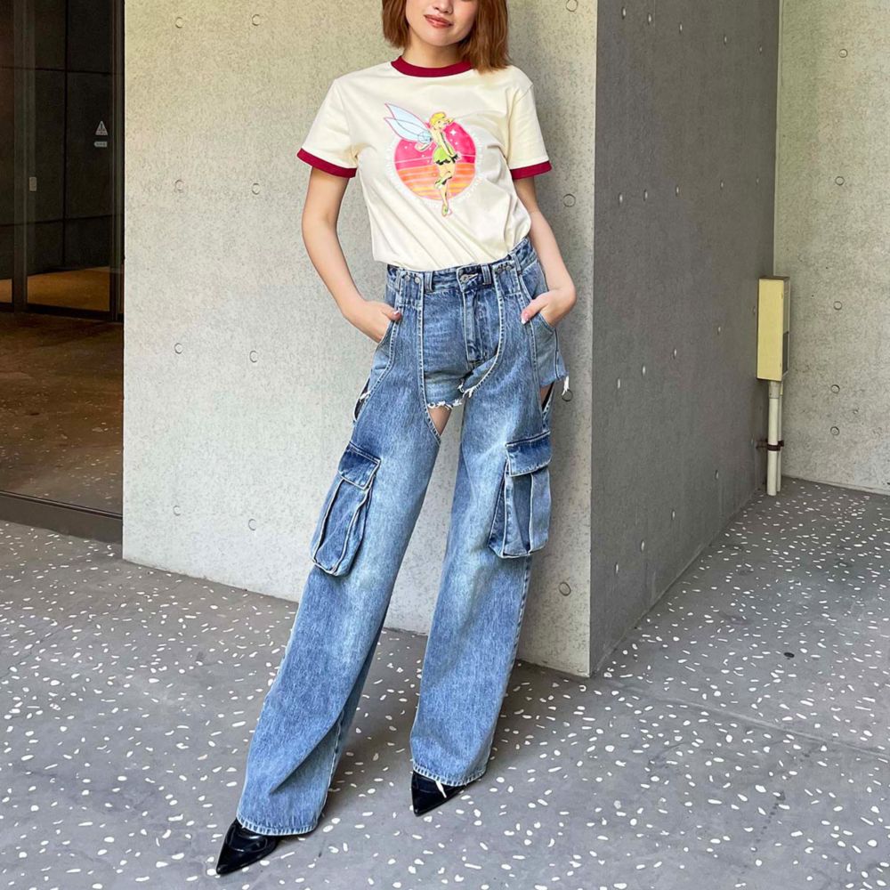 【Disney】ピーター・パン/ティンカー・ベル/ヴィンテージ風アートリンガーTシャツ