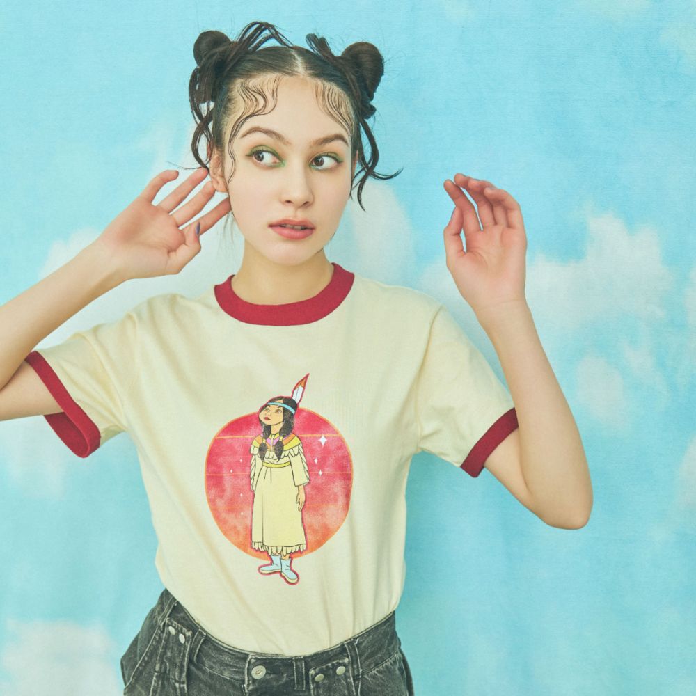 【Disney】ピーター・パン/タイガー・リリー/ヴィンテージ風アートリンガーTシャツ