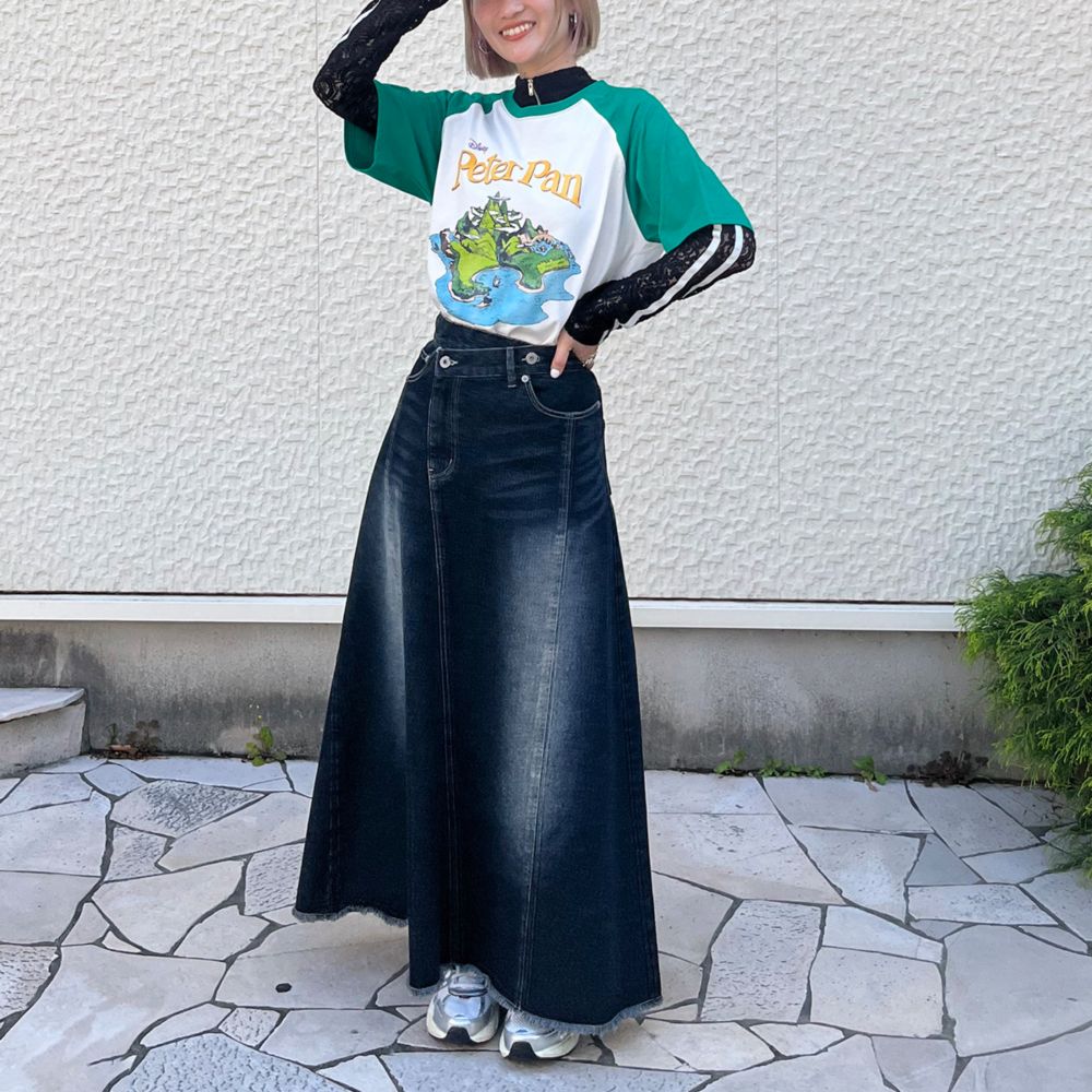 【Disney】ピーター・パン/ネバーランド/ヴィンテージ風アートラグランTシャツ