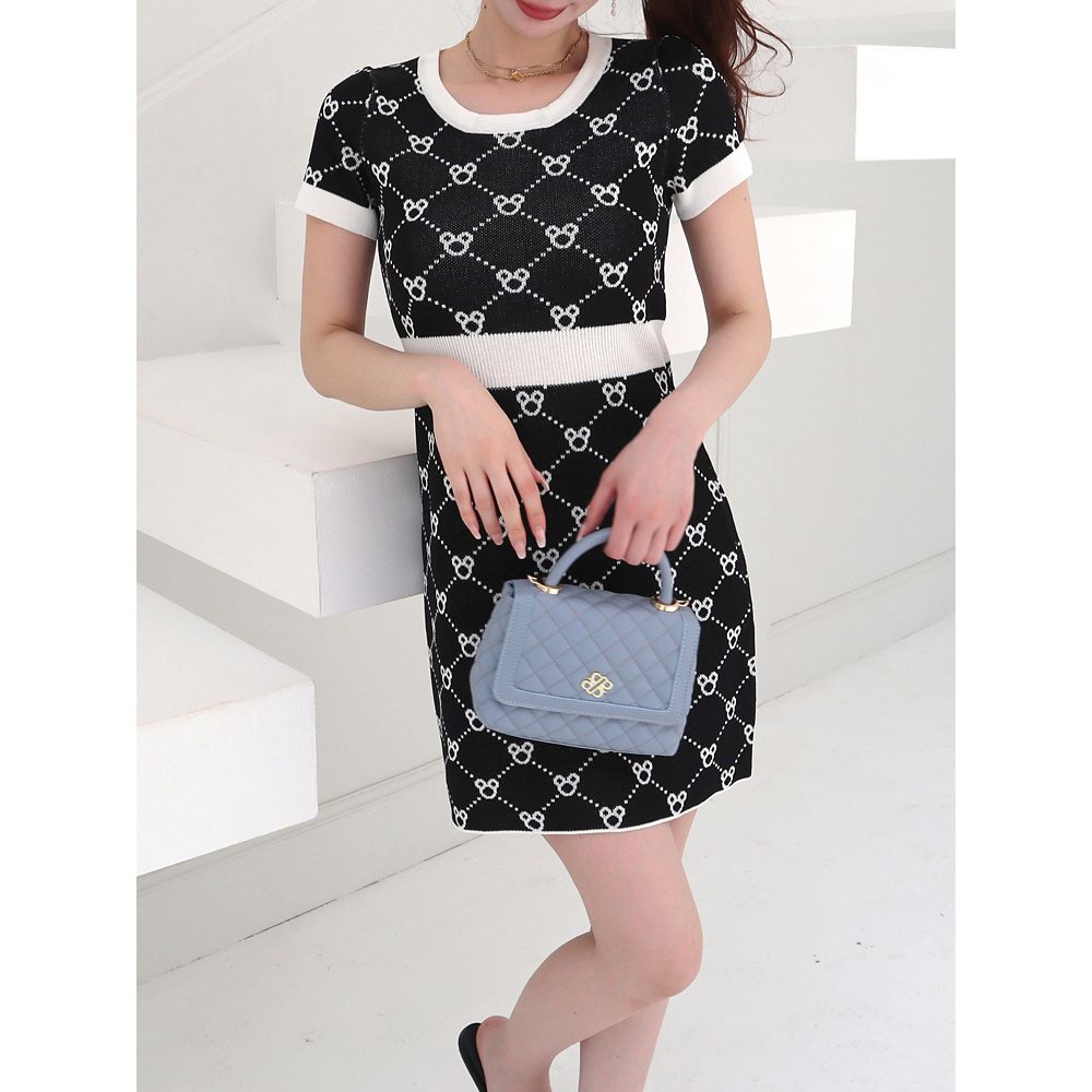 【さりげなミッキー】配色ジャガードニットミニワンピース(ROYAL PARTY)