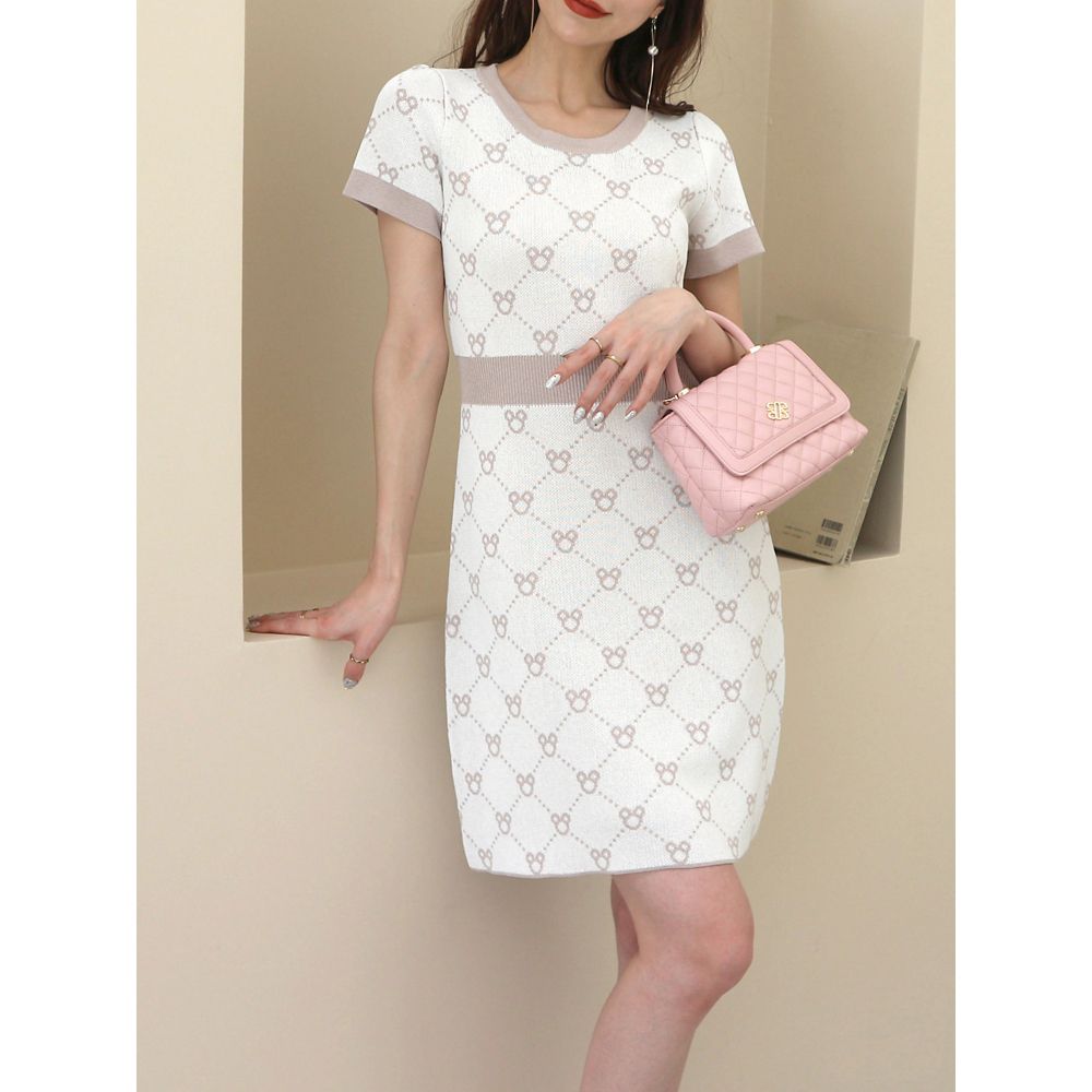 【さりげなミッキー】配色ジャガードニットミニワンピース(ROYAL PARTY)