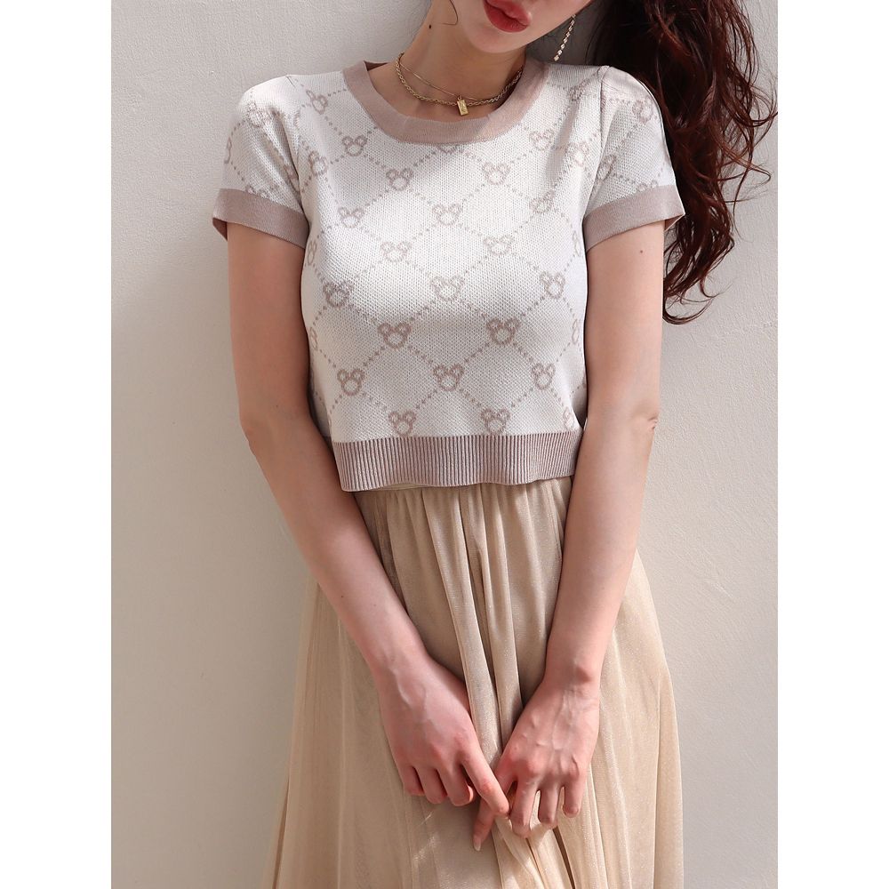 【さりげなミッキー】配色ジャガードニットトップス(ROYAL PARTY)