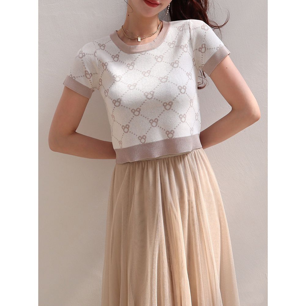 【さりげなミッキー】配色ジャガードニットトップス(ROYAL PARTY)