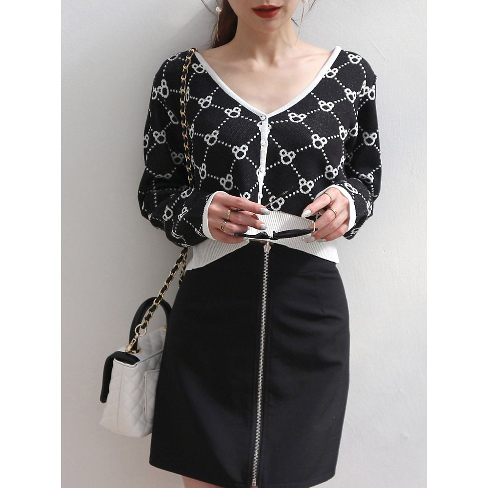 【さりげなミッキー】配色ジャガードニットカーディガン(ROYAL PARTY)