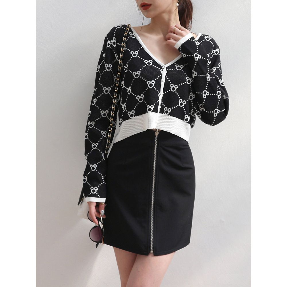 【さりげなミッキー】配色ジャガードニットカーディガン(ROYAL PARTY)