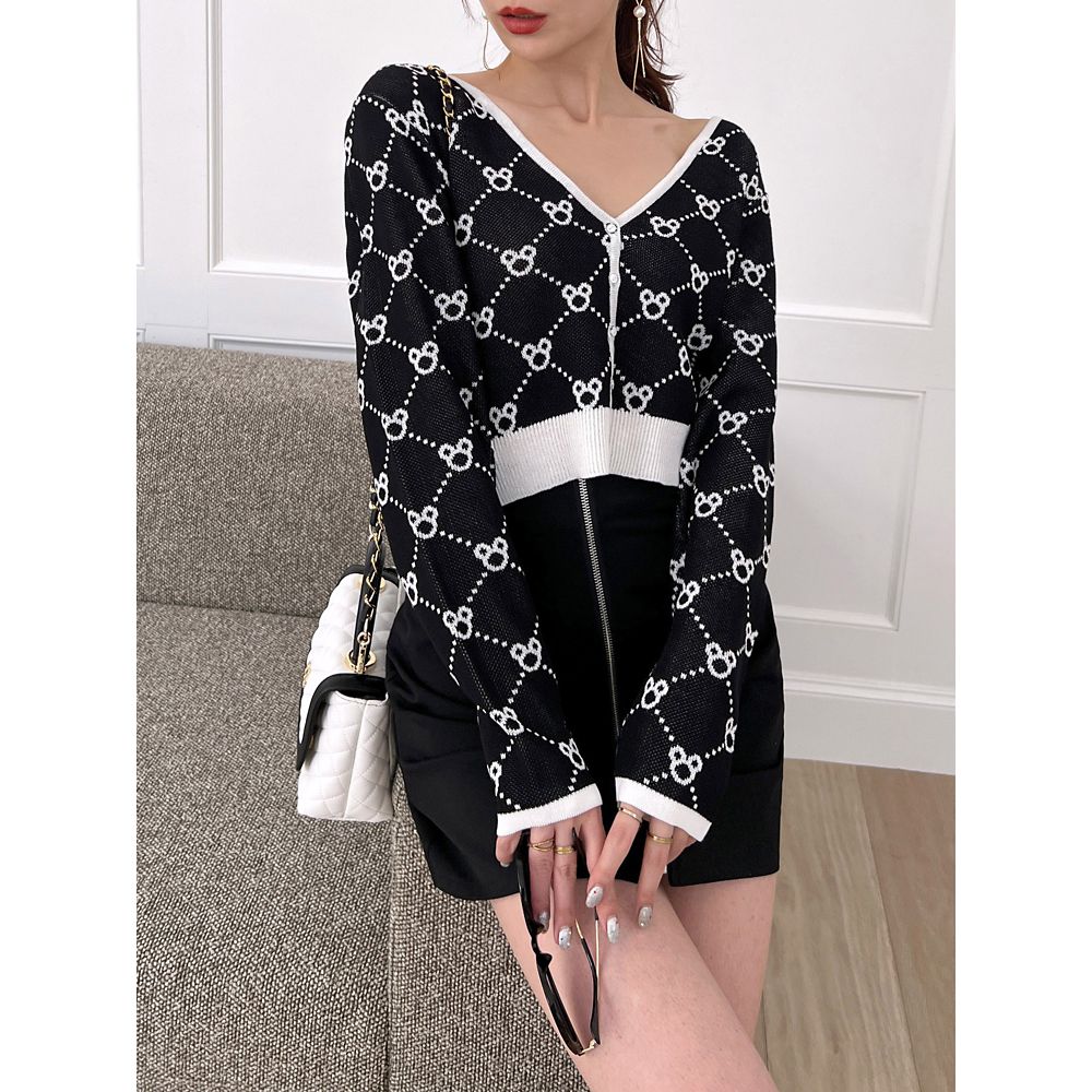 【さりげなミッキー】配色ジャガードニットカーディガン(ROYAL PARTY)