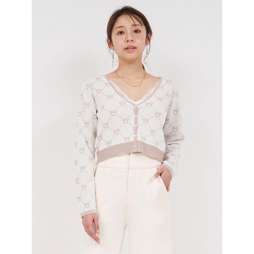 【さりげなミッキー】配色ジャガードニットカーディガン(ROYAL PARTY)