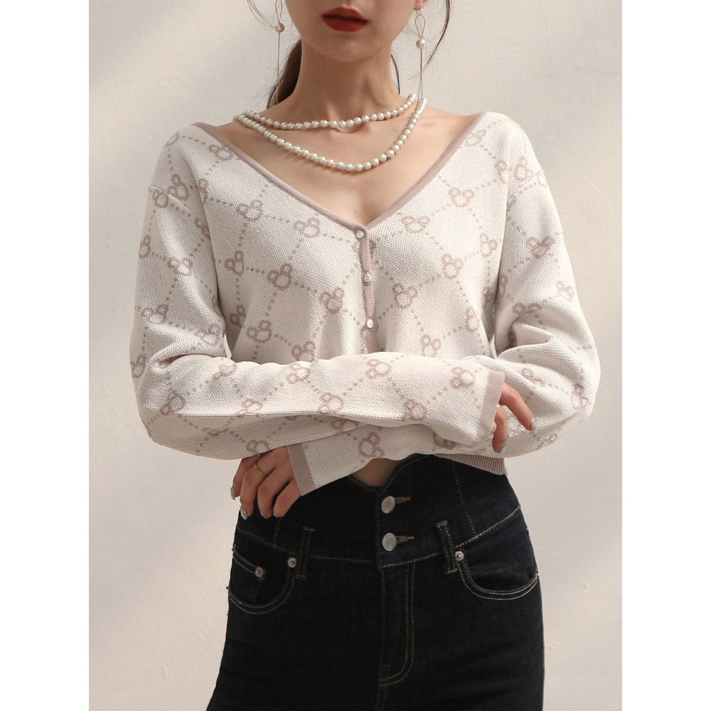 【さりげなミッキー】配色ジャガードニットカーディガン(ROYAL PARTY)