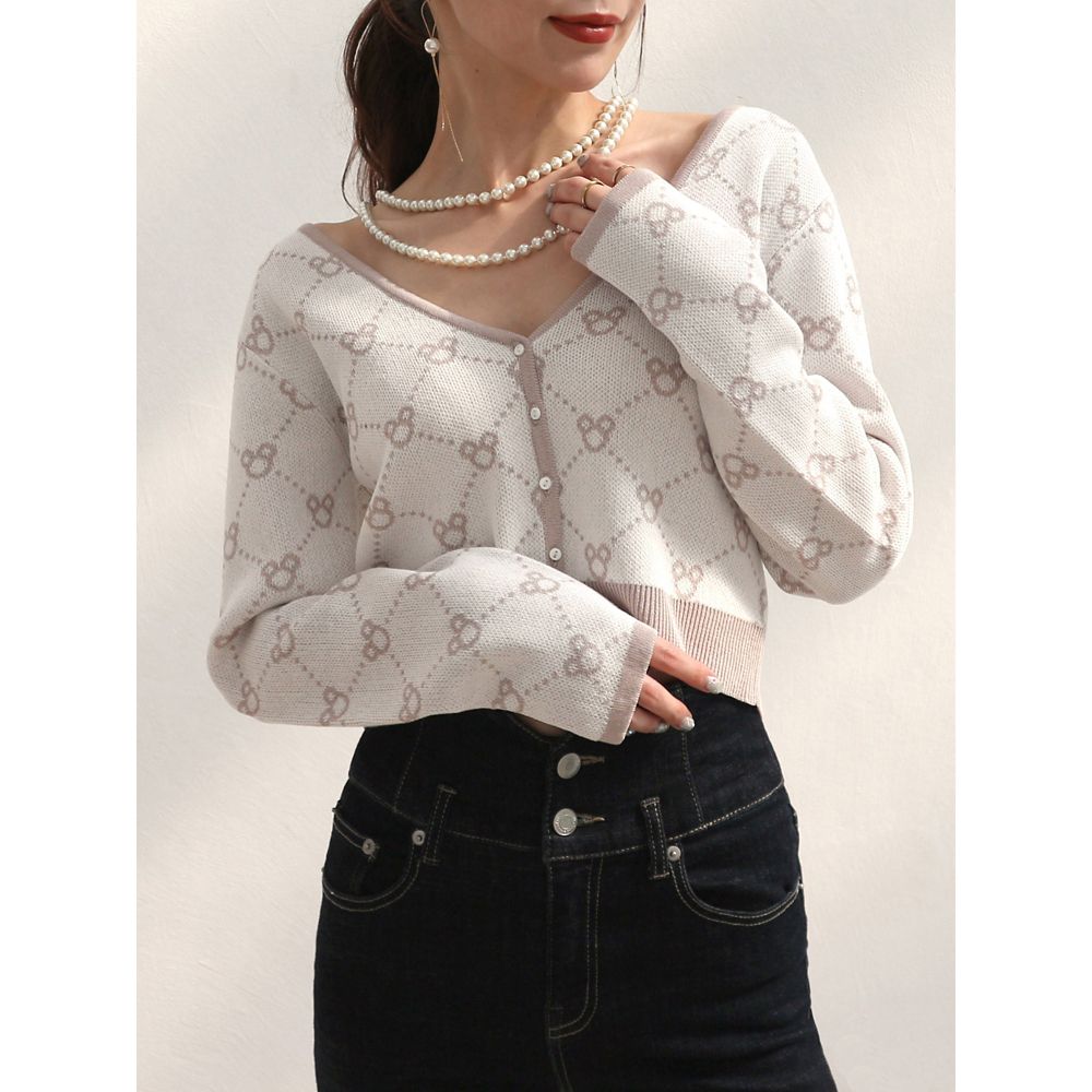 【さりげなミッキー】配色ジャガードニットカーディガン(ROYAL PARTY)