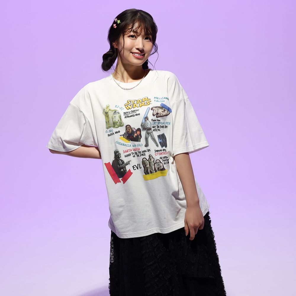 【STAR WARS】スター・ウォーズ/スクラップ風刺繍Tシャツ