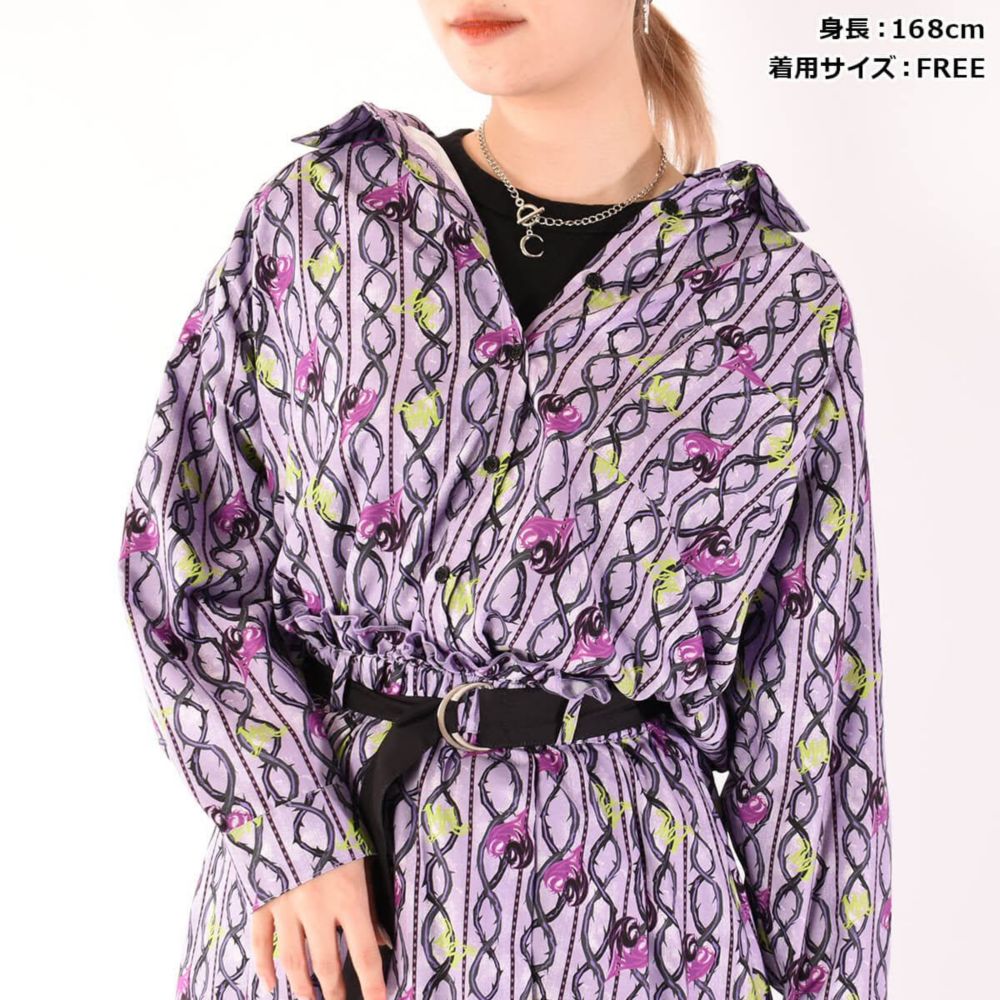 ディセンダント/マル/アイコン総柄長袖シャツ(82comb)