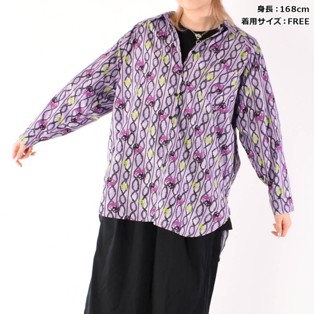 ディセンダント/マル/アイコン総柄長袖シャツ(82comb)