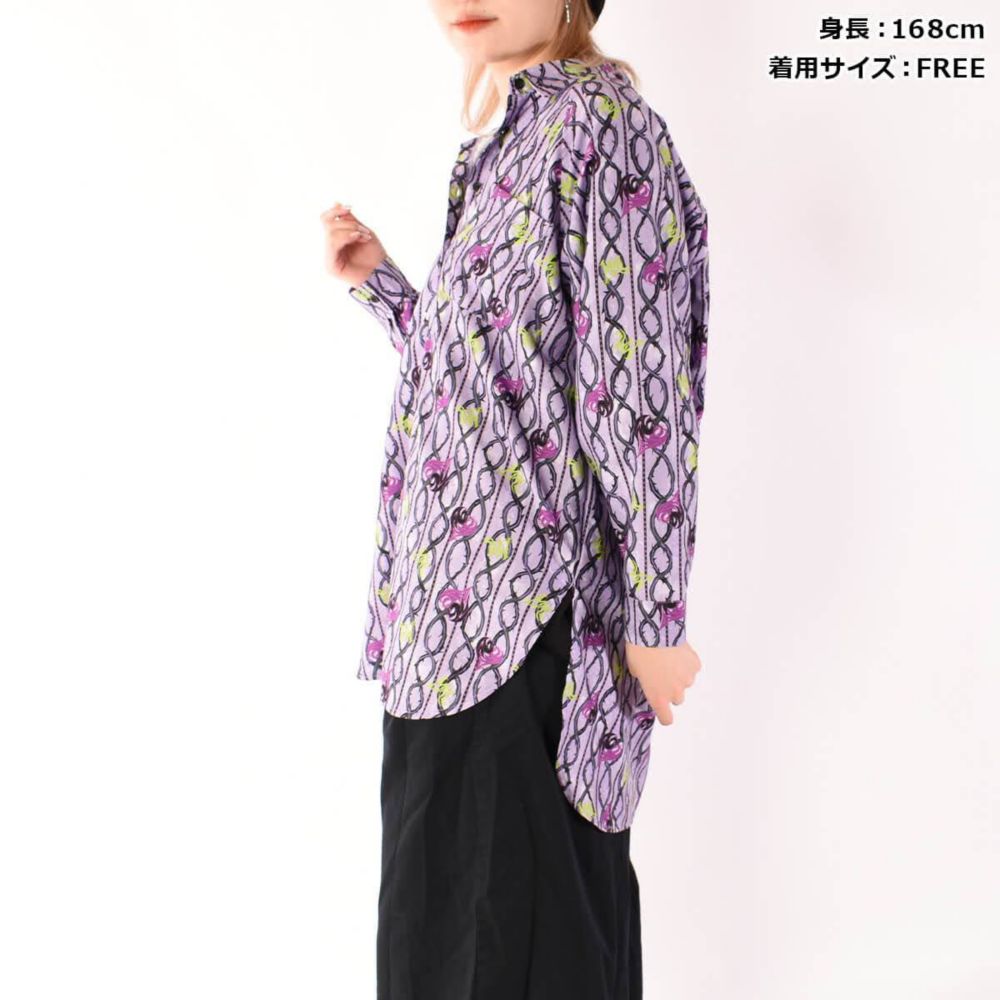 ディセンダント/マル/アイコン総柄長袖シャツ(82comb)