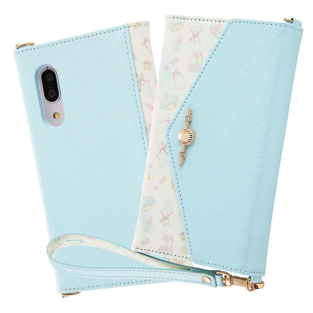 公式 ショップディズニー Aquos Sense3 Aquos Sense3 Lite Android One S7 ディズニー キャラクタープリンセス 手帳型レザーケース Collet チャーム ストラップ付き アリエル