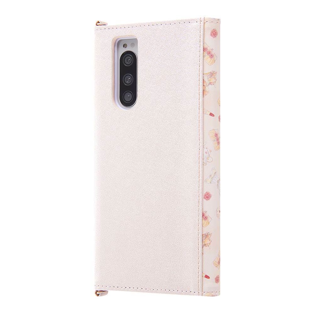 公式 ショップディズニー 美女と野獣 Xperia 5用スマホケース カバー 手帳型 レザー Collet チャーム ストラップ付き