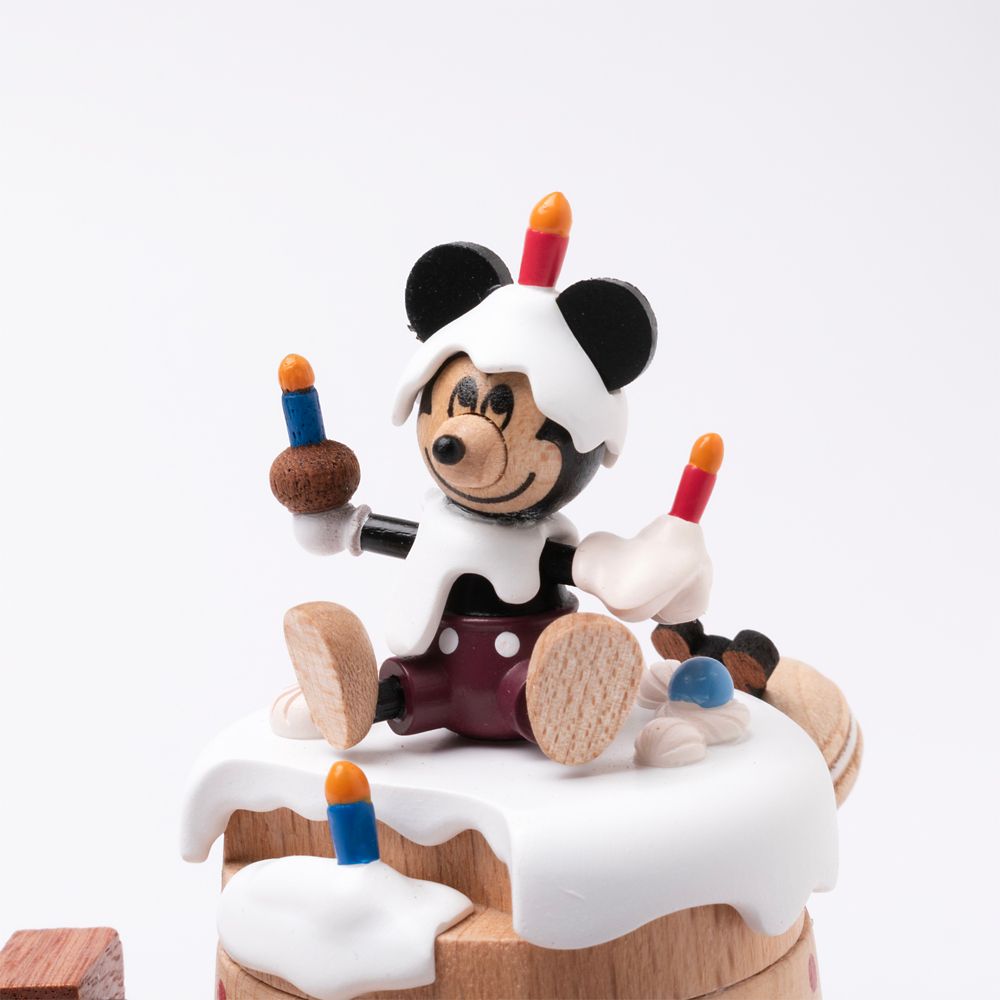 ディズニー 木製からくりオルゴール　Mickey & Friends/バースデーケーキオルゴール