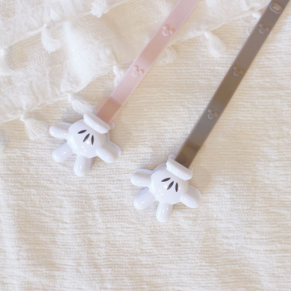 ミッキーマウス　おしゃぶり&トイホルダー　ピンクベージュ