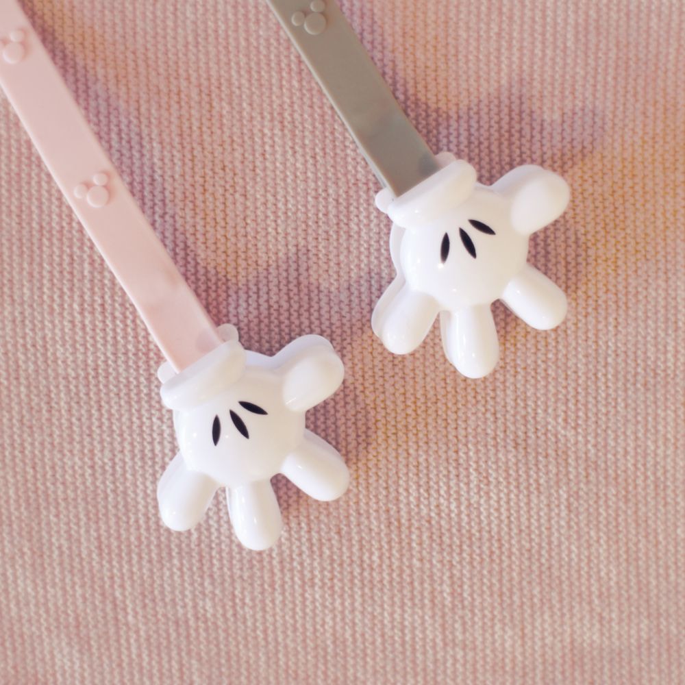 ミッキーマウス　おしゃぶり&トイホルダー　ピンクベージュ