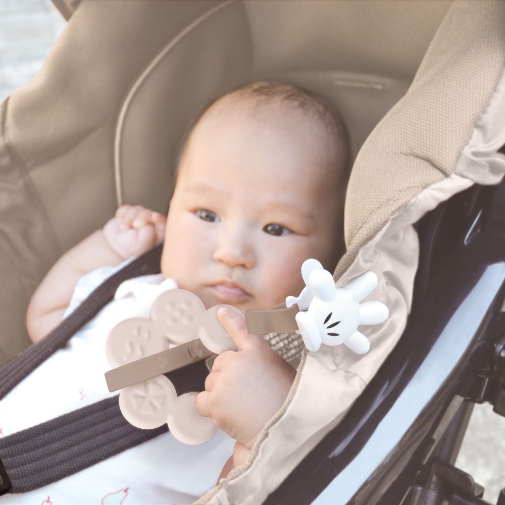 ミッキーマウス　おしゃぶり&トイホルダー　ブラウン